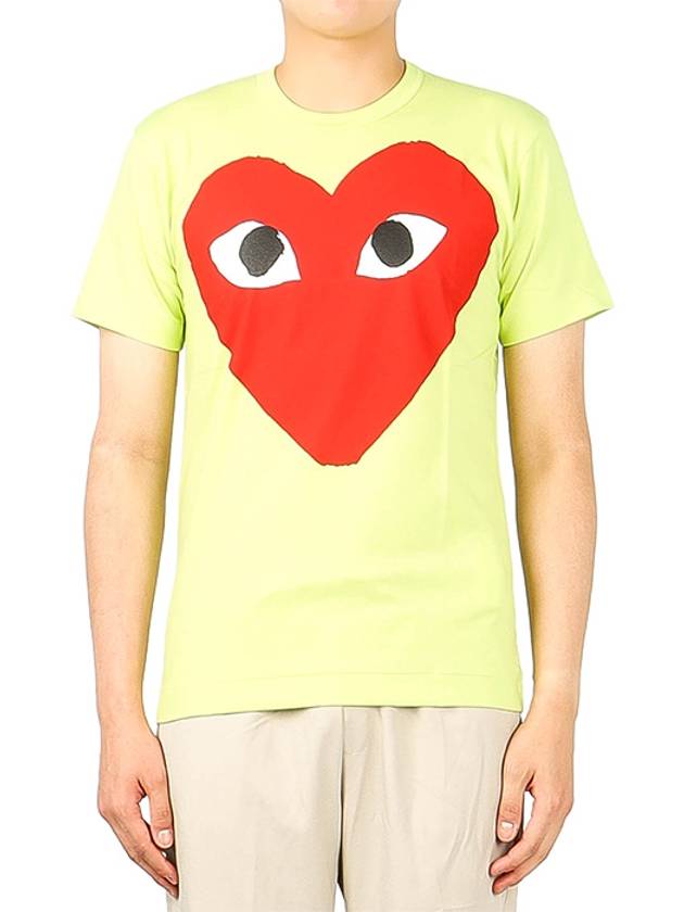 Men's Red Big Heart Logo Short Sleeve T-Shirt P1 T274 2 Lime - COMME DES GARCONS PLAY - BALAAN 2