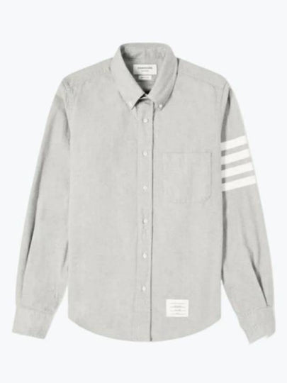 Men's Diagonal Solid Flannel Long Sleeve Shirt Grey - THOM BROWNE - BALAAN 2