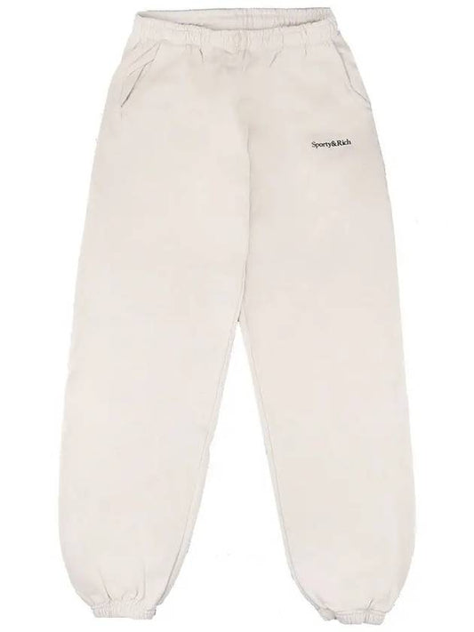 Training Logo Cotton Jogger Track Pants Beige - SPORTY & RICH - BALAAN 2