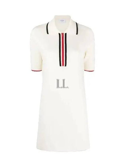 Milano Stitch Zip-Up Polo Short Dress White - THOM BROWNE - BALAAN 2