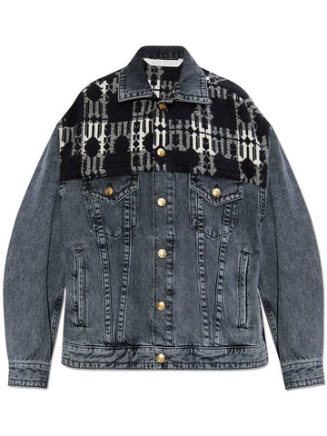 Palm Angels Denim Jacket With Logo, Women's, Grey - PALM ANGELS - BALAAN 1