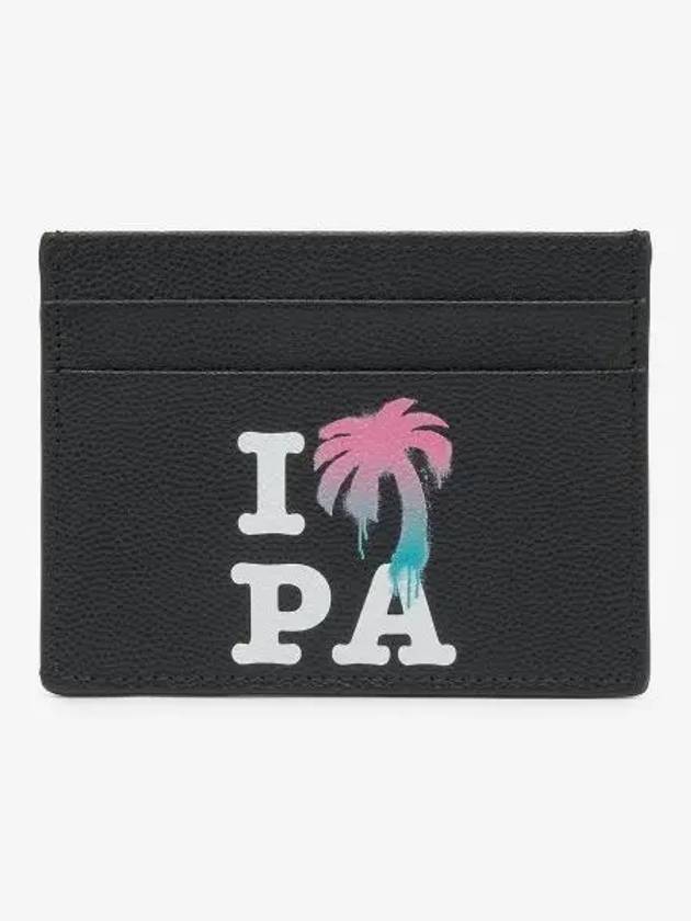 I Love PA Leather Card Wallet Black - PALM ANGELS - BALAAN 2