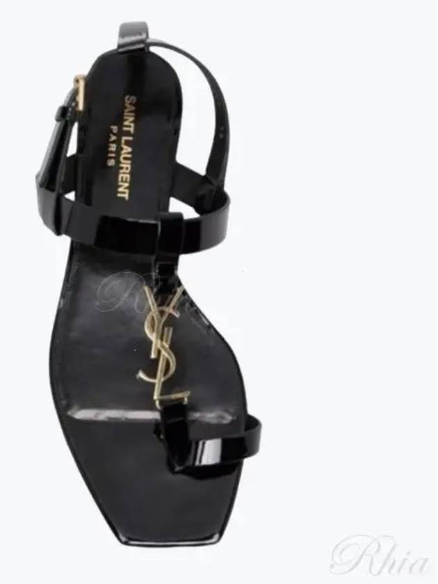 Women's Cassandra Monogram Logo Patent Leather Sandals Black - SAINT LAURENT - BALAAN 2