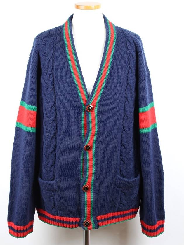 Web cable knit cardigan XL - GUCCI - BALAAN 1