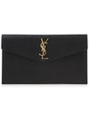 Uptown Envelope Monogram Leather Clutch Bag Black - SAINT LAURENT - BALAAN 2