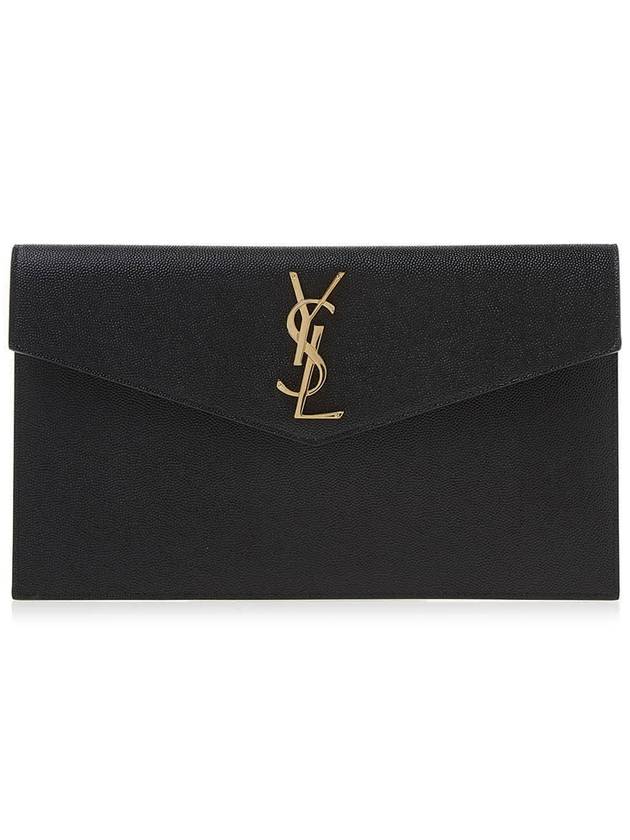 Uptown Envelope Monogram Leather Clutch Bag Black - SAINT LAURENT - BALAAN 2