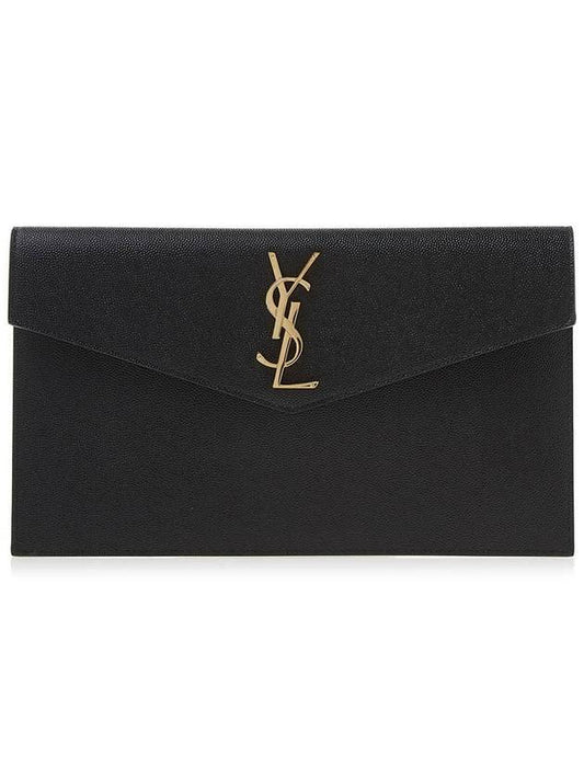 Uptown Envelope Monogram Leather Clutch Bag Black - SAINT LAURENT - BALAAN 2