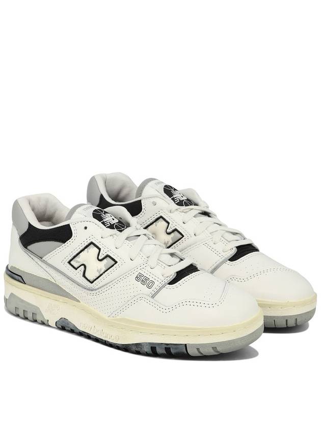 '550' White And Grey Low Top Sneakers With Logo And Contrasting Details In Leather Man - NEW BALANCE - BALAAN 2