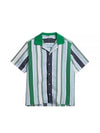 Skala Knit Collar Striped Short Sleeve Shirt Estate Blue - J.LINDEBERG - BALAAN 2