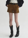 Pre order delivery October 7th Suede short pants brown - NOIRER FOR WOMEN - BALAAN 1