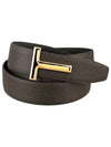 T Logo Reversible Leather Belt Black Brown - TOM FORD - BALAAN 2