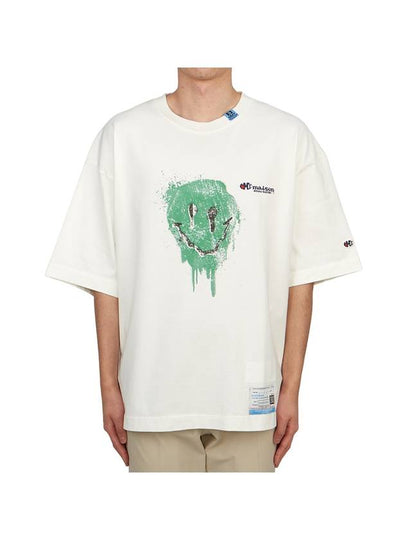 Smiley Face Cotton Short Sleeve T-shirt White - MAISON MIHARA YASUHIRO - BALAAN 2