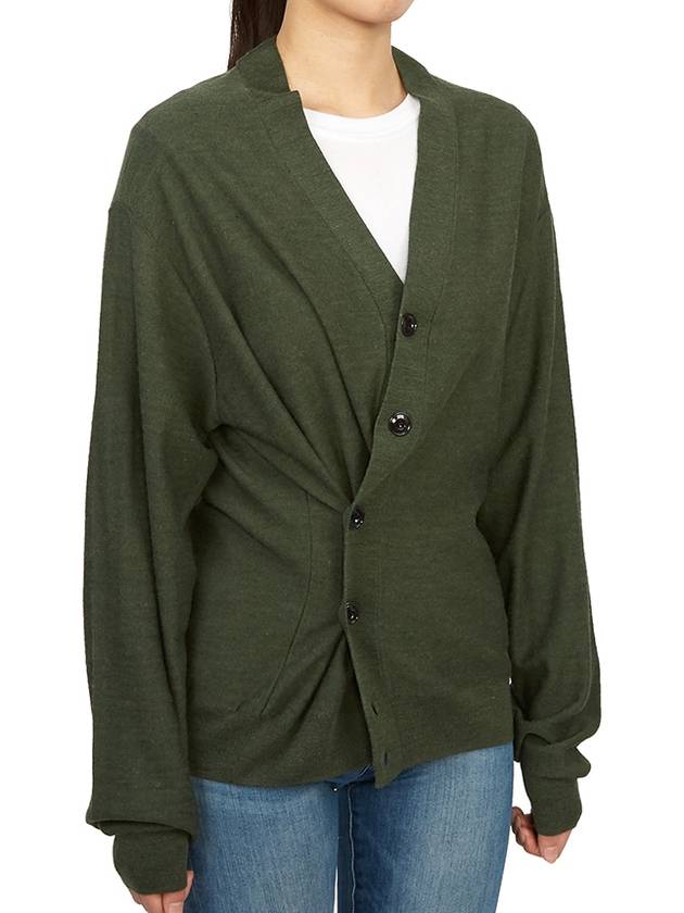 Relaxed Twisted Merino Wool Blend Cardigan Green - LEMAIRE - BALAAN 5