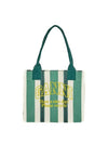 Large Striped Canvas Tote Bag Green - GANNI - BALAAN 1