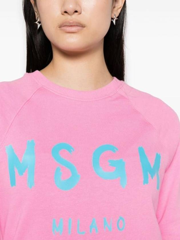 Brushed Logo Cotton Sweatshirt Pink - MSGM - BALAAN 5