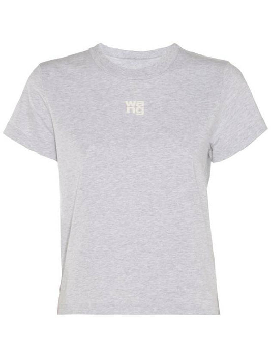 Logo Shrunken Cotton Jersey Short Sleeve T-Shirt Grey - ALEXANDER WANG - BALAAN.