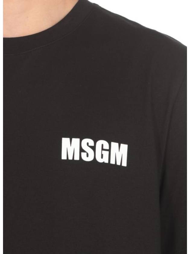 Back Logo Print Cotton Short Sleeve T-Shirt Black - MSGM - BALAAN 6