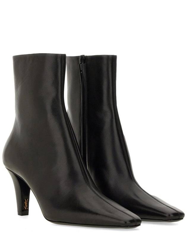 Jill Leather Ankle Boots Black - SAINT LAURENT - BALAAN 3