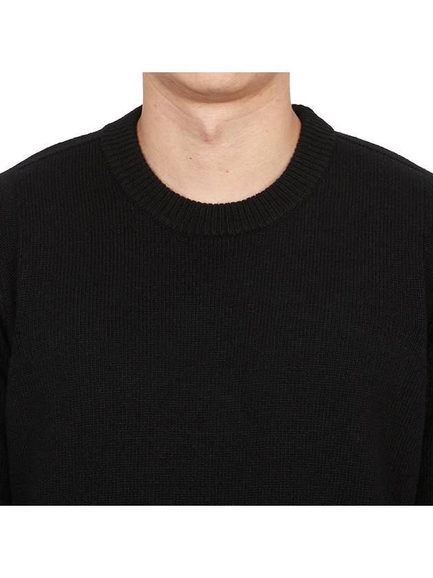 Logo Patch Lambswool Crewneck Knit Top Black - STONE ISLAND - BALAAN 6