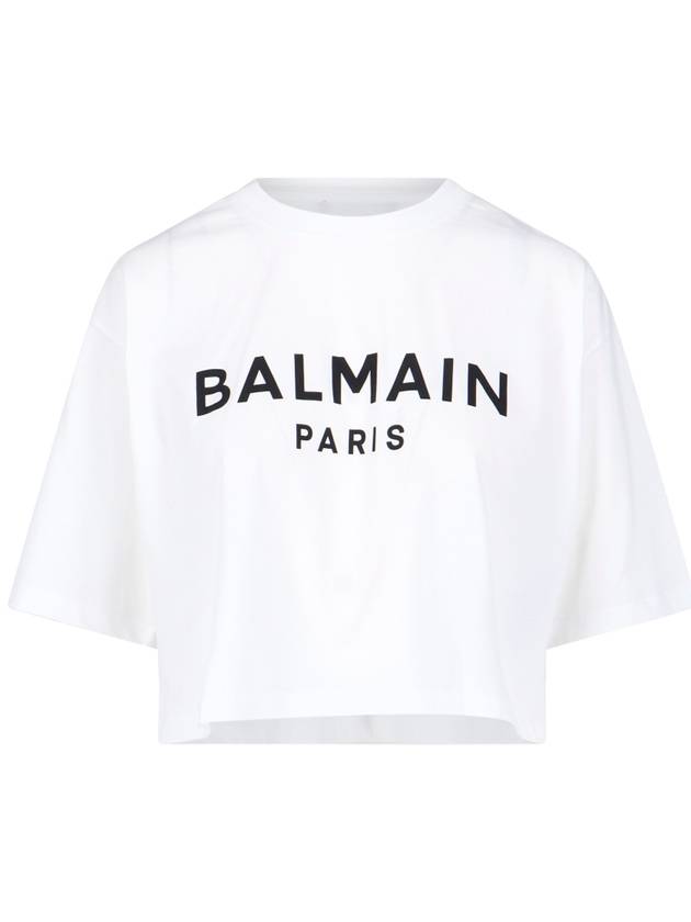 Short Sleeve T-Shirt BF1EE020BB02 GAB BLANC NOIR - BALMAIN - BALAAN 2