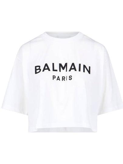 Short Sleeve T-Shirt BF1EE020BB02 GAB BLANC NOIR - BALMAIN - BALAAN 2