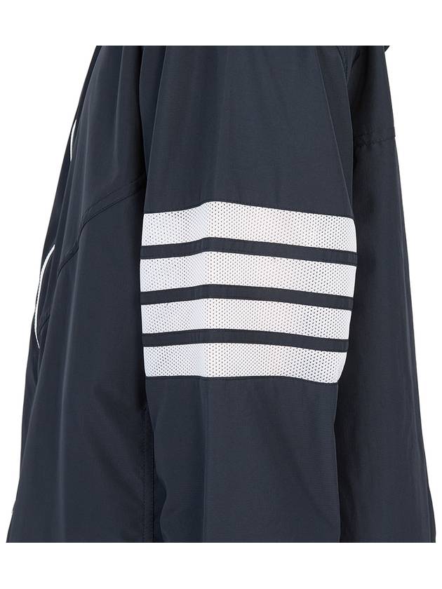 Military Ripstop Mesh 4-Bar Packable Hooded Jacket Navy - THOM BROWNE - BALAAN 5