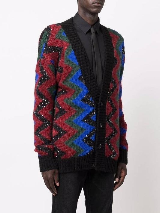 sequinembellished jacquard cardigan - SAINT LAURENT - BALAAN 1