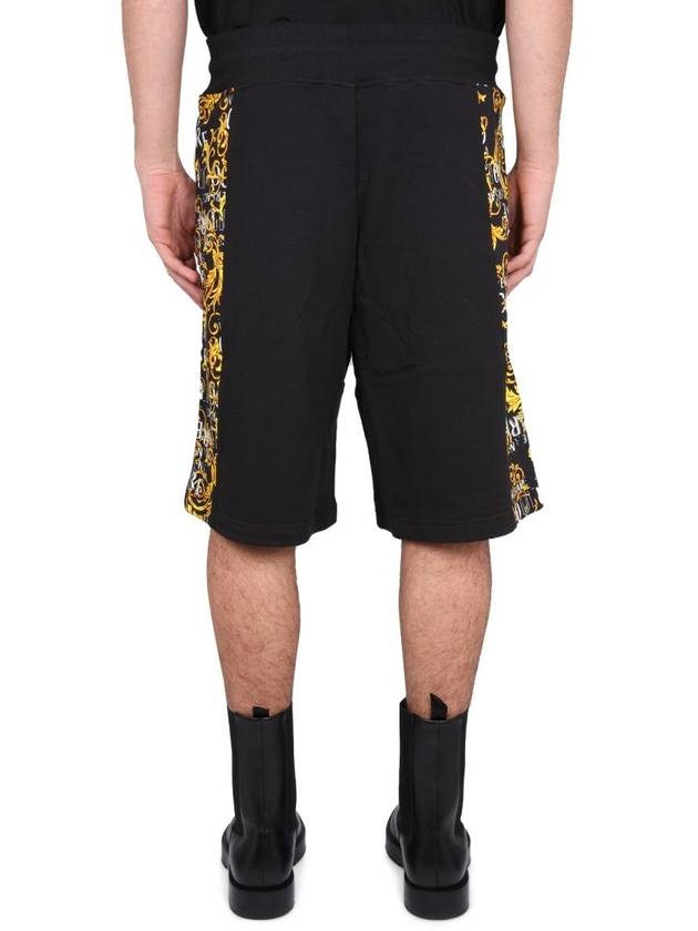 Jeans Couture Side Logo Print Sweat Shorts Black Gold - VERSACE - BALAAN 7