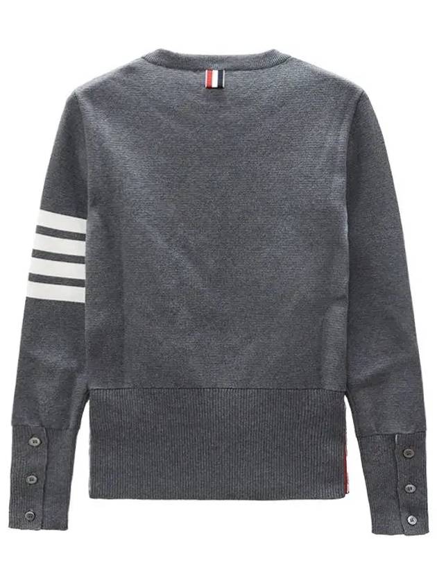 Milano Stitch Crewneck 4-Bar Cotton Crepe Knit Top Grey - THOM BROWNE - BALAAN 7