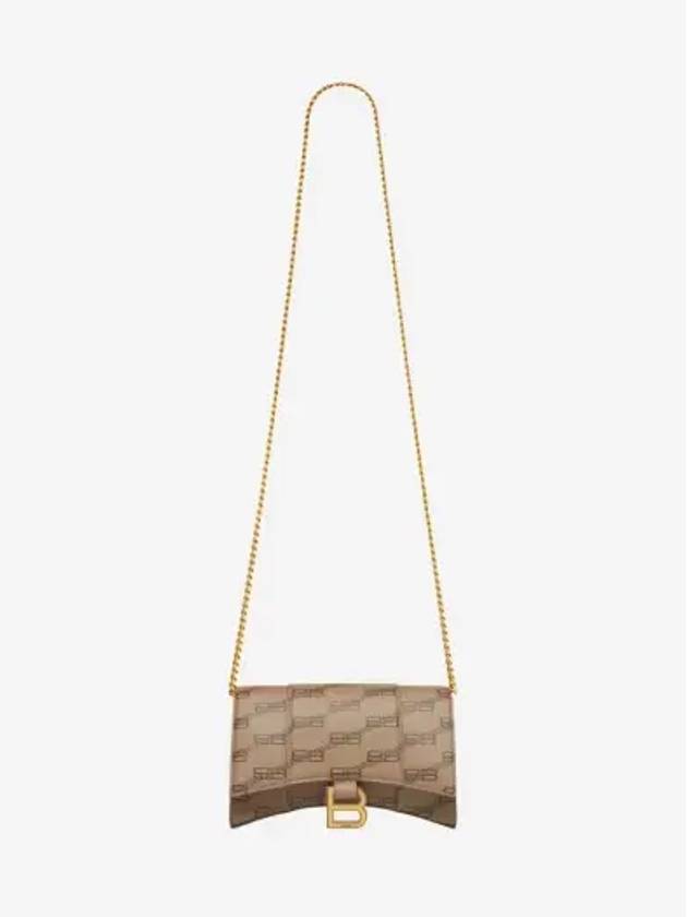 Hourglass BB Monogram Chain Long Wallet Brown - BALENCIAGA - BALAAN 3