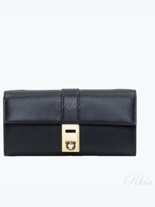 Hug Shoulder Chain Long Wallet Black - SALVATORE FERRAGAMO - BALAAN 2