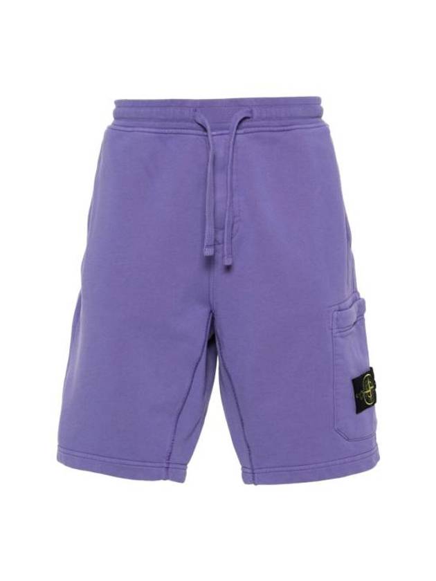 Cotton Fleece Cargo Bermuda Shorts Purple - STONE ISLAND - BALAAN 1