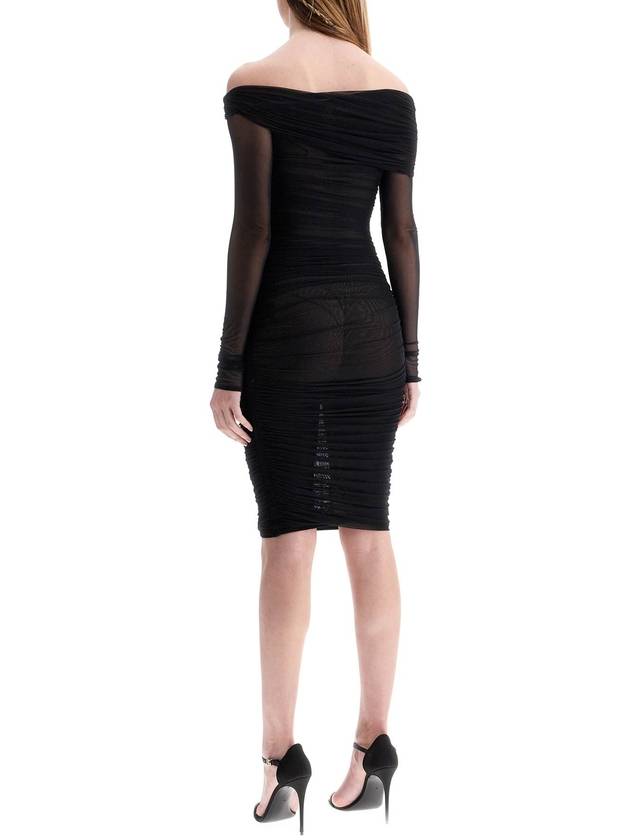 black off-shoulder fitted dress - MUGLER - BALAAN 3