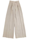 Caden Linen Pleated Wide Pants Beige - MAX MARA - BALAAN 2