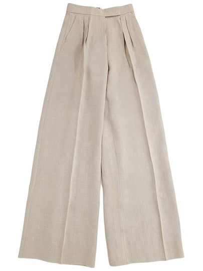 Caden Linen Pleated Wide Pants Beige - MAX MARA - BALAAN 2