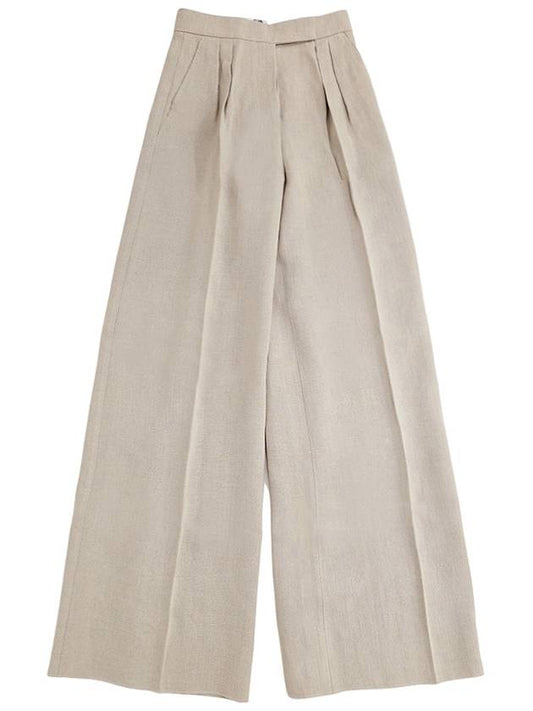 Cade Linen Pleated Wide Pants Beige - MAX MARA - BALAAN 2