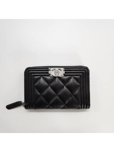 Boy silver zipper card wallet black AP4018 - CHANEL - BALAAN 1