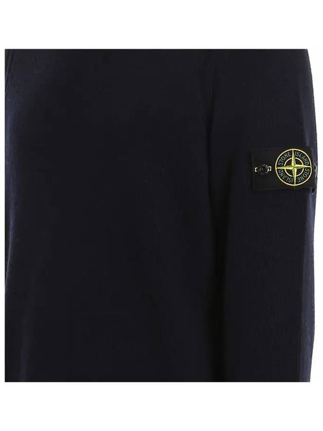 Wappen Patch Round Neck Knit Top Dark Navy - STONE ISLAND - BALAAN 5