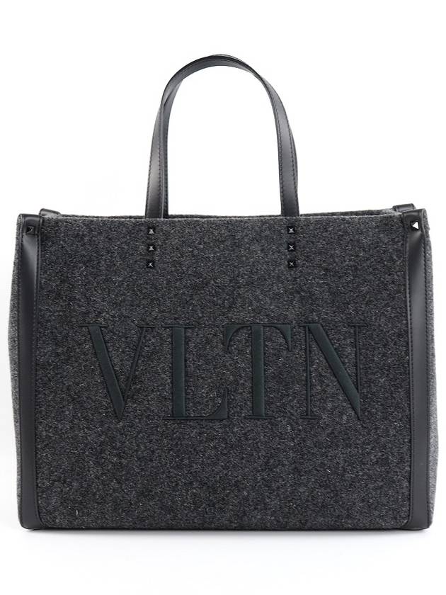 Embroidered Logo Felt Tote Bag Dark Grey - VALENTINO - BALAAN 2