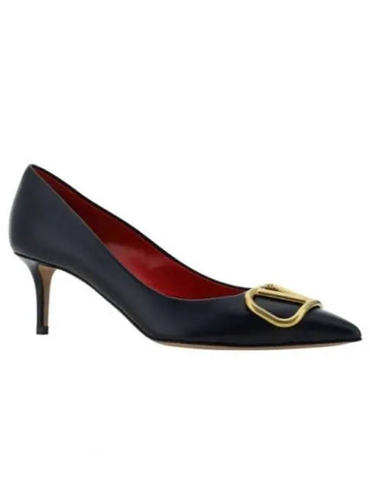 V Logo Signature Smooth Leather Pumps Black - VALENTINO - BALAAN 2