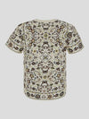 Printed Cotton Jersey Short Sleeve T-Shirt Ivory Pisces Dream - TORY BURCH - BALAAN 1