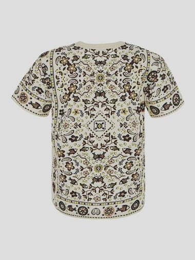 Printed Cotton Jersey Short Sleeve T-Shirt Ivory Pisces Dream - TORY BURCH - BALAAN 1