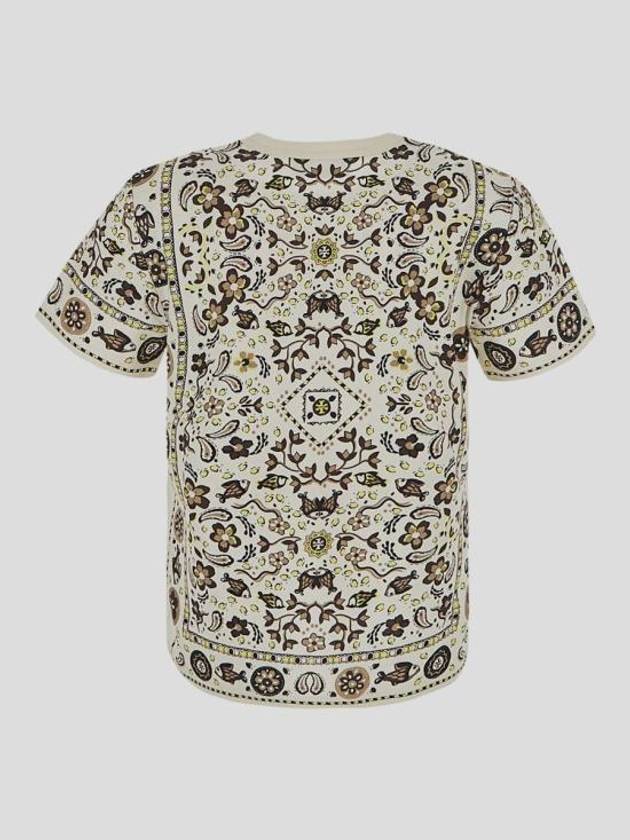 Printed Cotton Jersey Short Sleeve T-Shirt Ivory Pisces Dream - TORY BURCH - BALAAN 1