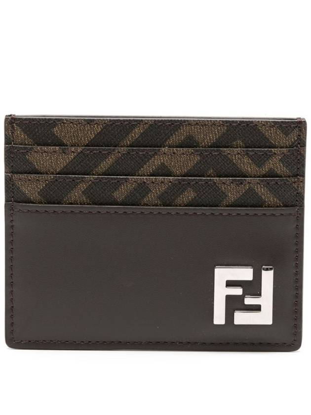 FF Square Leather Card Wallet Brown - FENDI - BALAAN 2