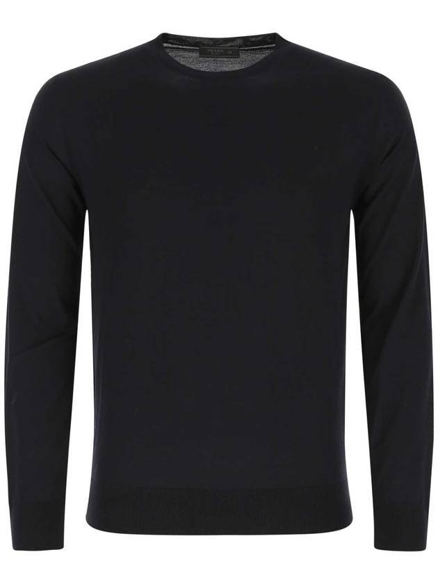 Men's Superfine Wool Crew Neck Knitted Sweater Navy - PRADA - BALAAN 1