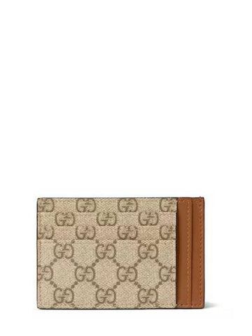 GG Emblem Card Wallet Beige Brown - GUCCI - BALAAN 1