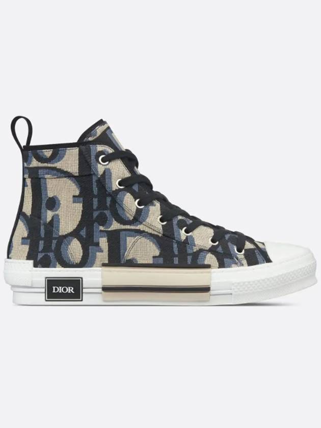 Oblique Jacquard B23 High Top Sneakers Black Beige - DIOR - BALAAN 2