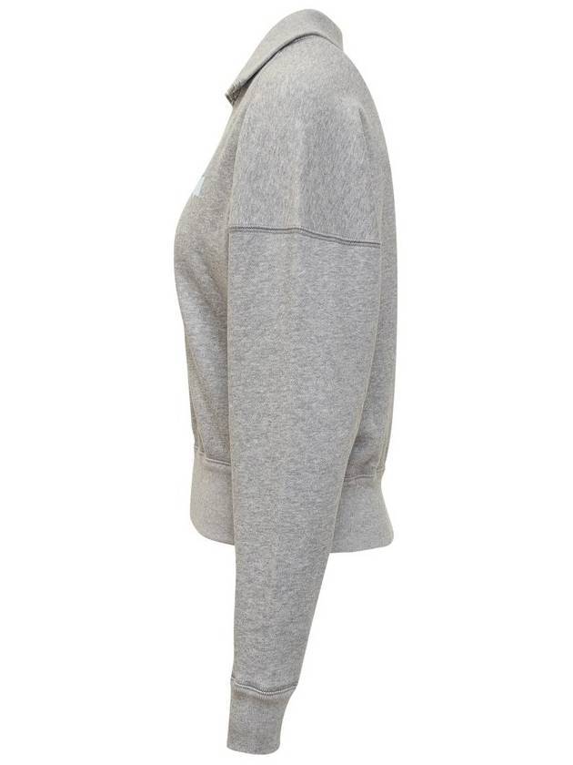 Ross Stand-Up Collar Short Cotton Sweatshirt Grey Ice Blue - ISABEL MARANT - BALAAN 3