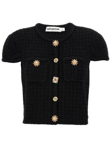 Women's Embellished Button Cardigan Black - SELF PORTRAIT - BALAAN 1