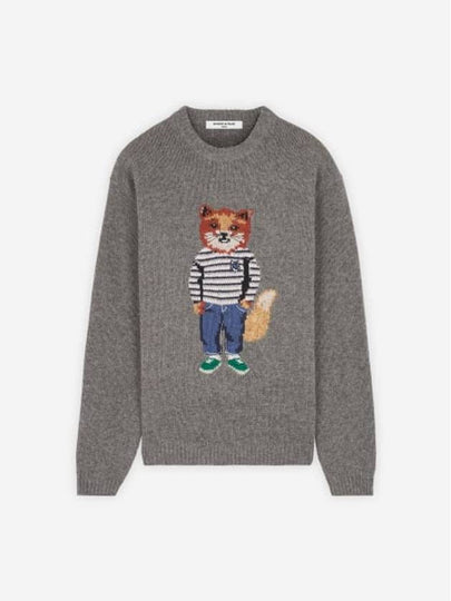 Dressed Fox Intarsia Knit Top Grey - MAISON KITSUNE - BALAAN 2